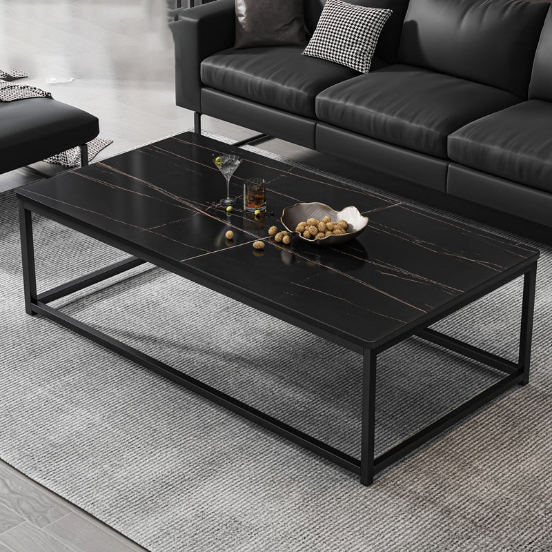 16.5 "H Moderne rechthoekige houten salontafel stalen frame accenttafel