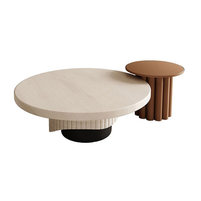 Modern Style Pedestal Base Cocktail Table Round Wooden Coffee Table