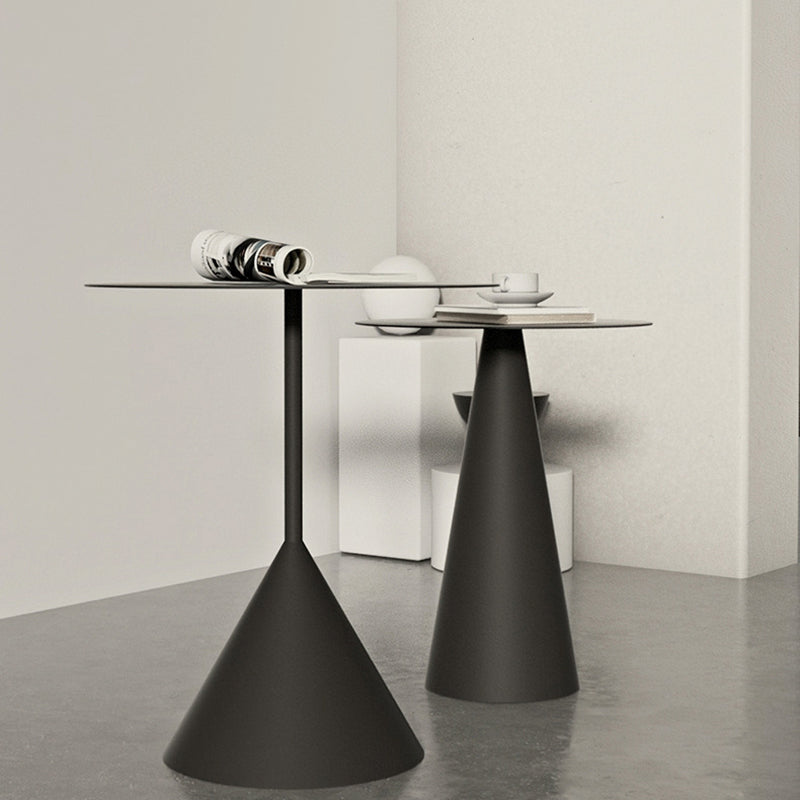 Mesa de metal redonda moderna de mediados de siglo con mesa de café de la base de pedestal