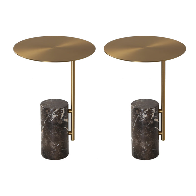 Mid-Century 17.3-inch Steel Round Top Side Table Marble Pedestal End Table