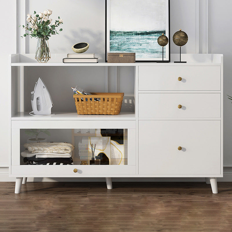 Bracket Legs Accent Cabinet with Drawers and Doors Cabinet for Living Room White Clearhalo 'Cabinets & Chests' 'cabinets_chests' 'furn' 'furn_cabinets_chests' 'Furniture' 'Living Room Furniture' 5503442