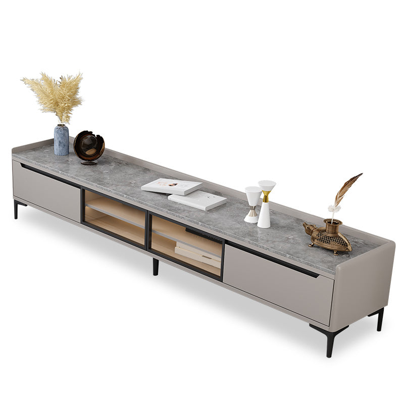 Gabinete de televisión de almacenamiento de TV de piedra estilo glam.