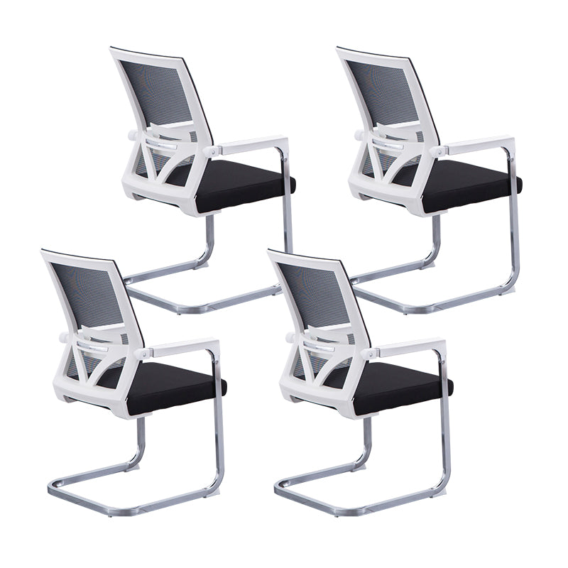 Medium/High Back Office Chair Fixed Arm Task Chair for Home Office White-Black 4 Piece Set Mid-Back (14-22 in.) Clearhalo 'furn' 'furn_office_chair' 'Furniture' 'Office Chairs' 'Office Furniture' 'office_chair' 5510163