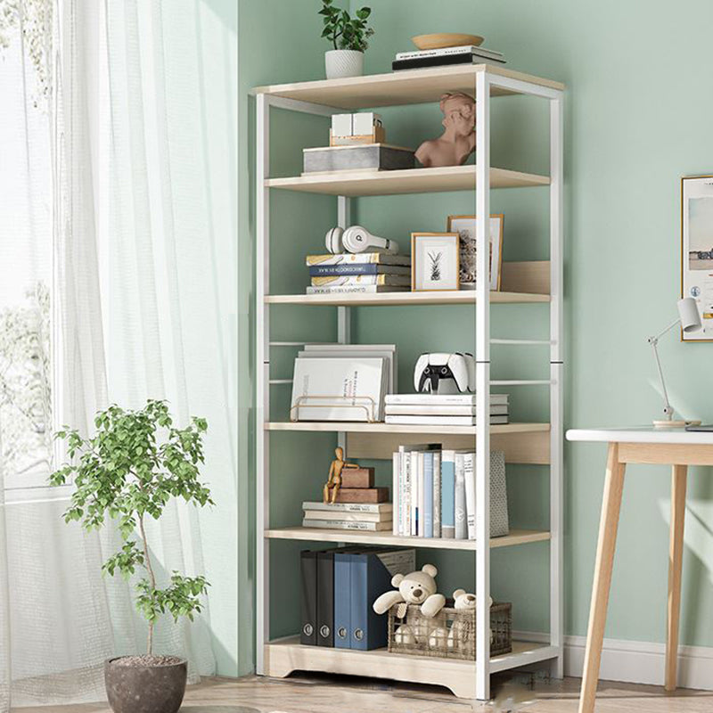 Modern Open Back Etagere Bookcase Steel Bookshelf for Home Office 24"L x 12"W x 63"H White Clearhalo 'Bookcases' 'furn' 'furn_bookcases' 'Furniture' 'Office Furniture' 5511515