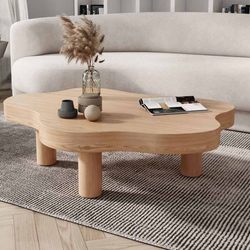 Nordic Style Free Shape Solid Wood 3 Legs Base Design Coffee Table 47"L x 31.5"W x 16"H Wood Clearhalo 'Coffee & Accent Tables' 'Coffee Tables' 'coffee_tables' 'furn' 'furn_coffee_tables' 'Furniture' 'Living Room Furniture' 5512916