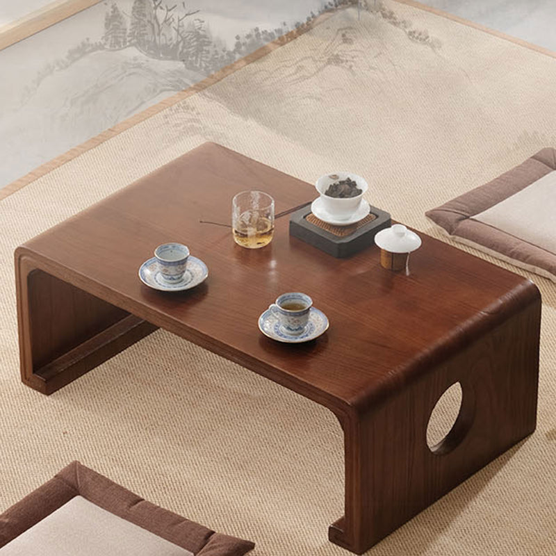 Rectangular Abstract Base Design Nordic Style Coffee Table Made of Solid Wood