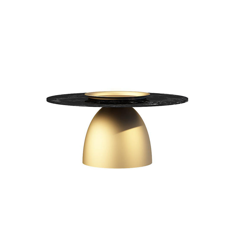 Modern Style Round Metal Table Metal Pedestal Base Coffee Table 31.5"L x 31.5"W x 16"H Black-Gold Clearhalo 'Coffee & Accent Tables' 'Coffee Tables' 'coffee_tables' 'furn' 'furn_coffee_tables' 'Furniture' 'Living Room Furniture' 5513112