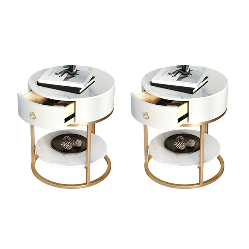 1-Drawer Shelf Included Stone Side Table - 19.69" W x 19.69" D x 22.83" H