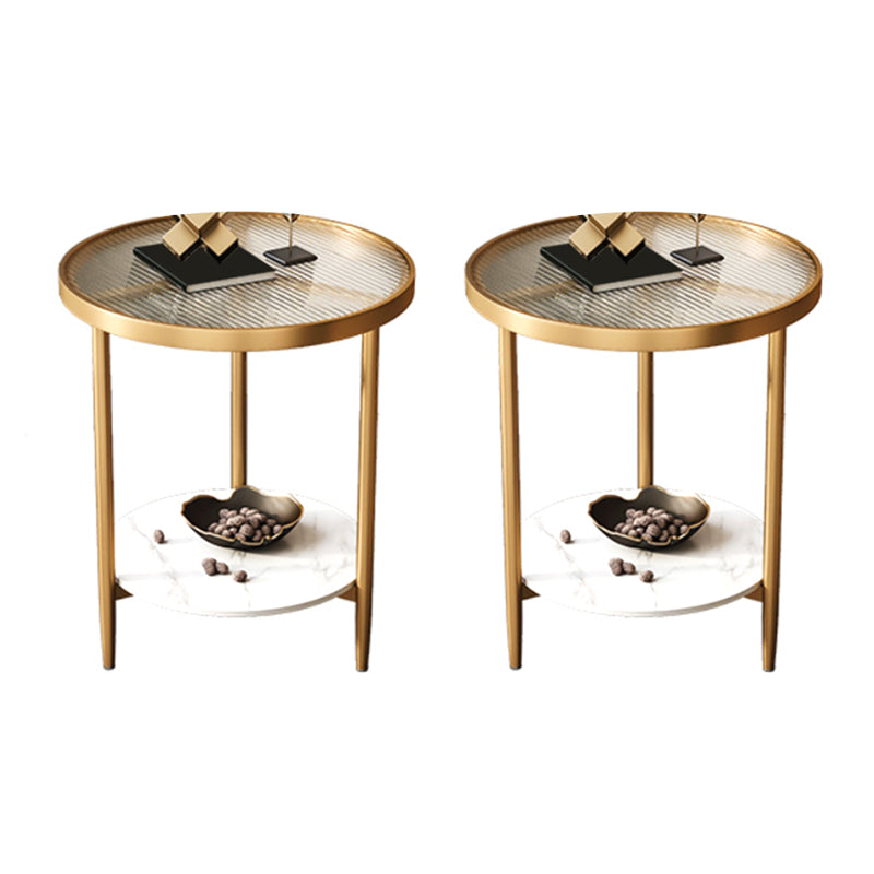 19.69" W x 19.69" D x 22.83" H Side End Table Glass Round Side Table with Shelf