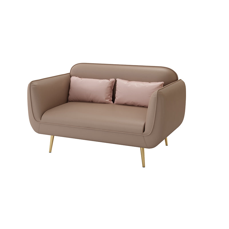 Glam Stationary Faux Leather Square Arm Living Room Stain Resistant Sofa