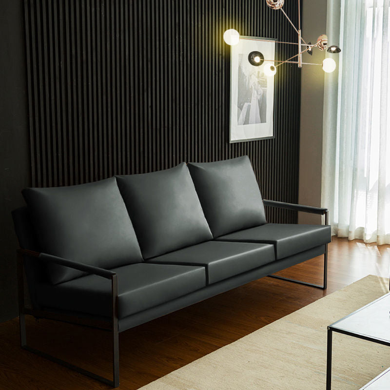 Sofá de brazo cuadrado de cuero moderno de mediados de siglo 32.2 "H para sala de estar