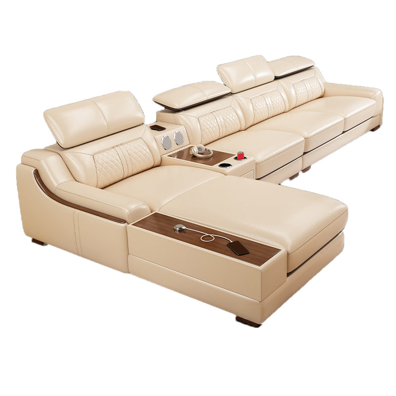 Divano e chaise con armi inclinate resistenti alla vera pelle contemporanea divano e chaise