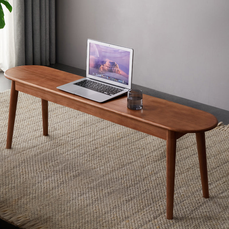 17.7" H Solid Wood Seating Bench Modern Ottoman Bench with Legs 55"L x 12"W x 18"H Nut-Brown Clearhalo 'Benches' 'Chairs & Seating' 'furn' 'furn_benches' 'Furniture' 'Living Room Furniture' 5515252