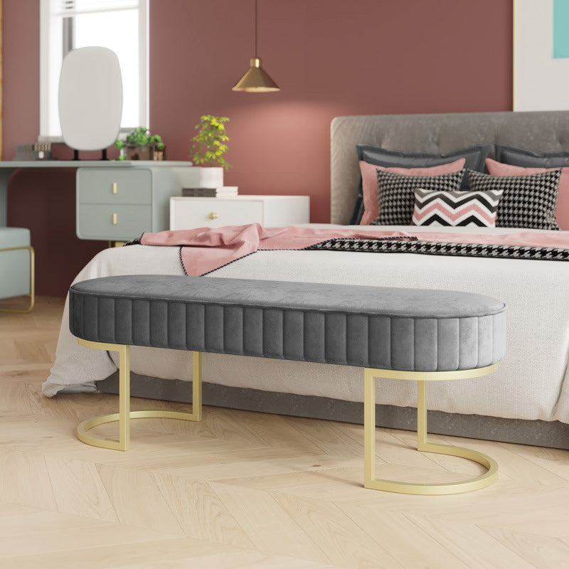 15.7" Wide Upholstered Seating Bench Cushioned Entryway and Bedroom Bench with Legs 55"L x 16"W x 18"H Gray Clearhalo 'Benches' 'Chairs & Seating' 'furn' 'furn_benches' 'Furniture' 'Living Room Furniture' 5515383