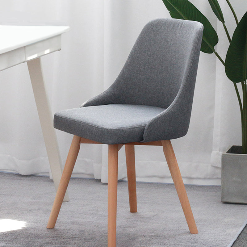 Cotton Blend /PU Upholstered Accent Chair Solid Wood Chair with 4 Legs Smoke Gray PU(Polyurethane) Clearhalo 'Accent Chairs' 'accent_chairs' 'Chairs & Seating' 'furn' 'furn_accent_chairs' 'Furniture' 'Living Room Furniture' 5515598