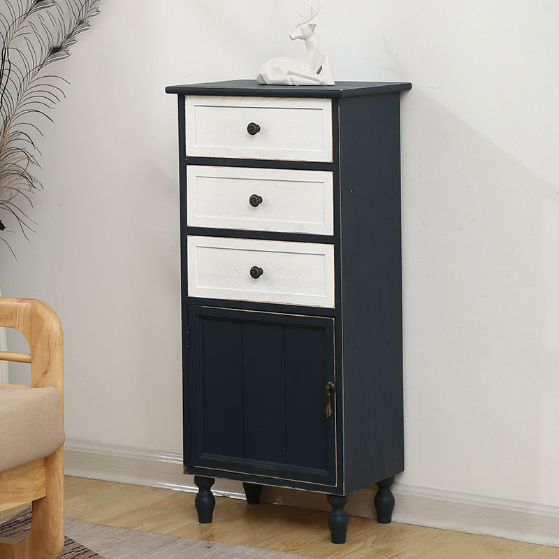 Industrial Accent Cabinet with 1 Door Turned Legs Storage Cabinet with Drawers 18"L x 12"W x 38"H Blue Clearhalo 'Cabinets & Chests' 'cabinets_chests' 'furn' 'furn_cabinets_chests' 'Furniture' 'Living Room Furniture' 5515813