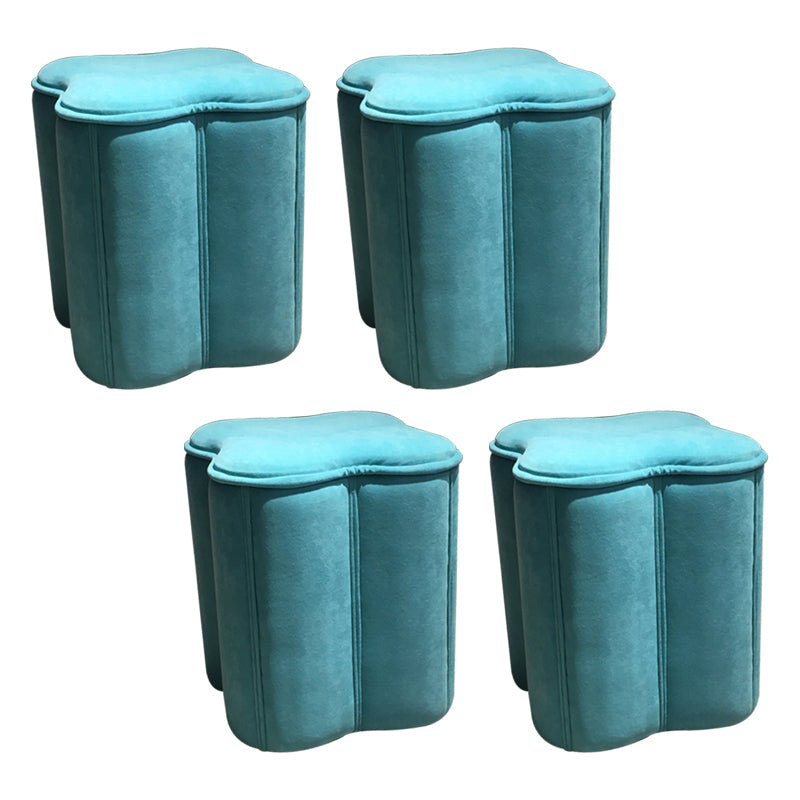 Contemporary Specialty Pouf Ottoman Plain Velvet Stain Resistant Boucle Ottoman Blue 4 Piece Set Clearhalo 'furn' 'furn_ottomans_poufs' 'Furniture' 'Living Room Furniture' 'Ottomans & Poufs' 'ottomans_poufs' 5516872