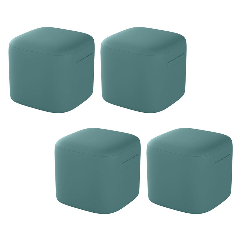 Trendy Square Leather Ottoman Plain Waterproof Indoor Foot Cube Ottoman Stool Aqua 4 Piece Set Clearhalo 'furn' 'furn_ottomans_poufs' 'Furniture' 'Living Room Furniture' 'Ottomans & Poufs' 'ottomans_poufs' 5516907