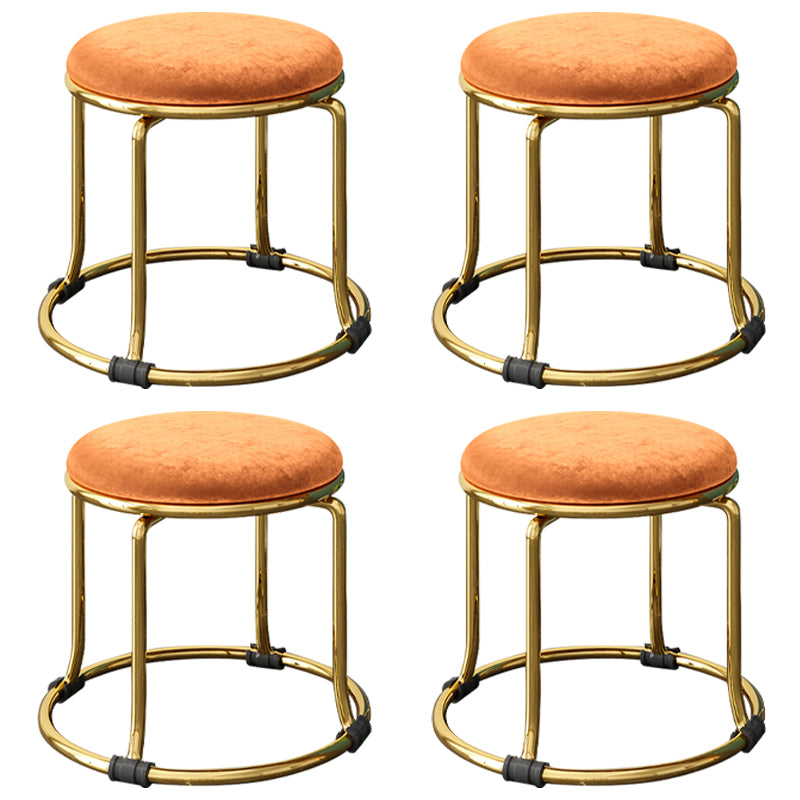 Scratch Resistant Round Standard Solid Color Cotton Ottoman for Living Room