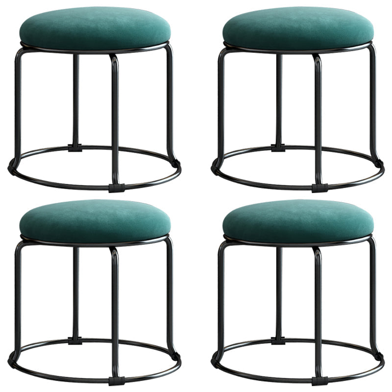 Glam Velvet Chair Ottoman Cylinder Shape Metal Frame Mildew Resistant Ottoman Stool Black Green 4 Piece Set Clearhalo 'furn' 'furn_ottomans_poufs' 'Furniture' 'Living Room Furniture' 'Ottomans & Poufs' 'ottomans_poufs' 5517052