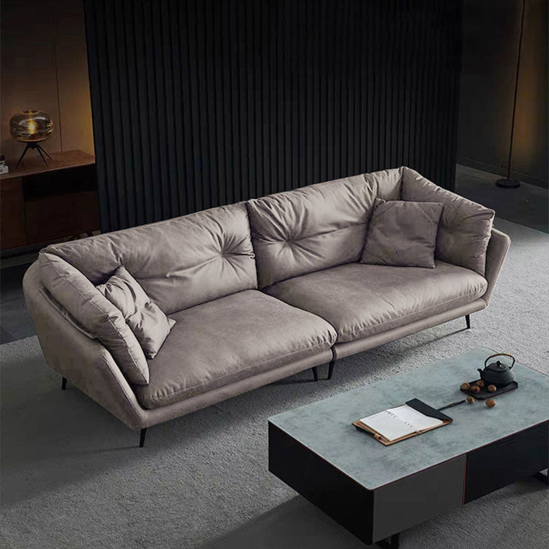 Faux Leather Tufted Contemporary Flared Arm Stain Resistant Sofa Couch