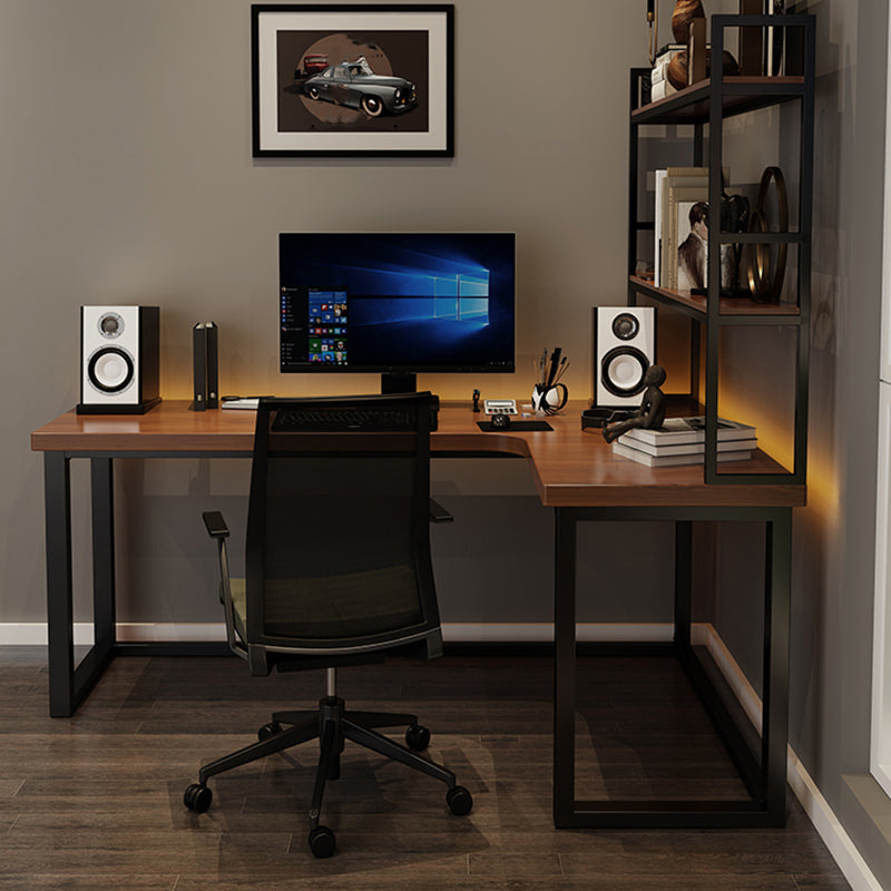 Mesa de escritura en forma de L estilo de trabajo de madera maciza de estilo industrial