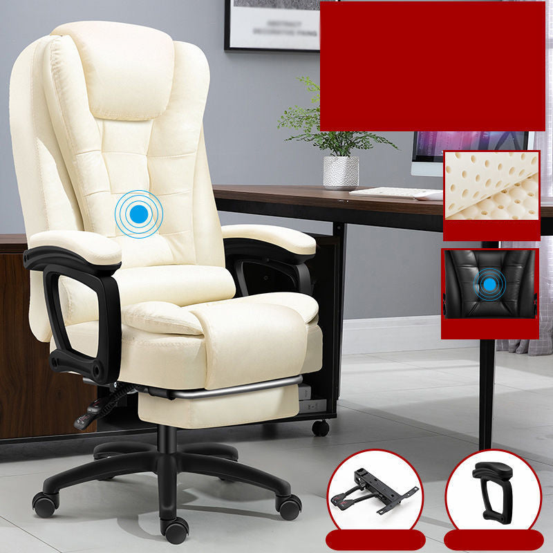 Modern High Back Executive Chair No Distressing Wheels Managers Chair White With Footrest Clearhalo 'furn' 'furn_office_chair' 'Furniture' 'Office Chairs' 'Office Furniture' 'office_chair' 5523851