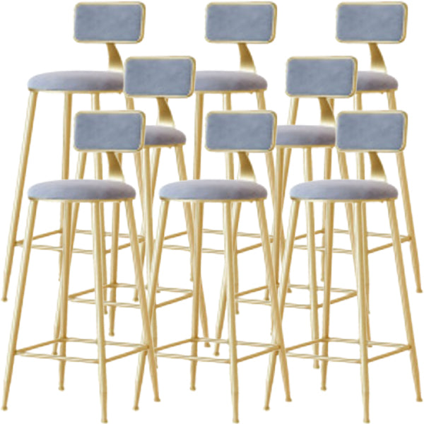 Glam Low Back Counter Stool Round Upholstered Counter Height Stool for Shop Grey 8 Piece Set Clearhalo 'Bar Furniture' 'Bar Stools' 'bar_stools' 'furn' 'furn_bar_stools' 'Furniture' 'Kitchen & Dining Furniture' 5528215