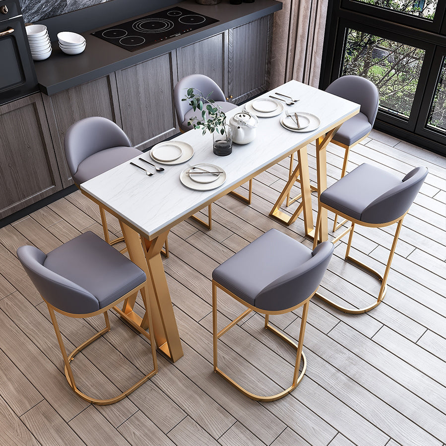 Set di banconi interni rettangolo 1/3/5/7 pezzi set da pranzo in pietra bianca