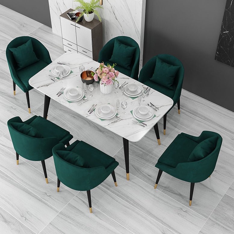 Glam Style Sintered Stone Dining Set Rectangle 1/5/7 Pieces Dining Set for Dining Areas 7 Pieces: Table, 6 Chairs Clearhalo 'Dining Room Sets' 'Dining Tables & Seating' 'dining_room_set' 'furn' 'furn_dining_room_set' 'Furniture' 'Kitchen & Dining Furniture' 5528516