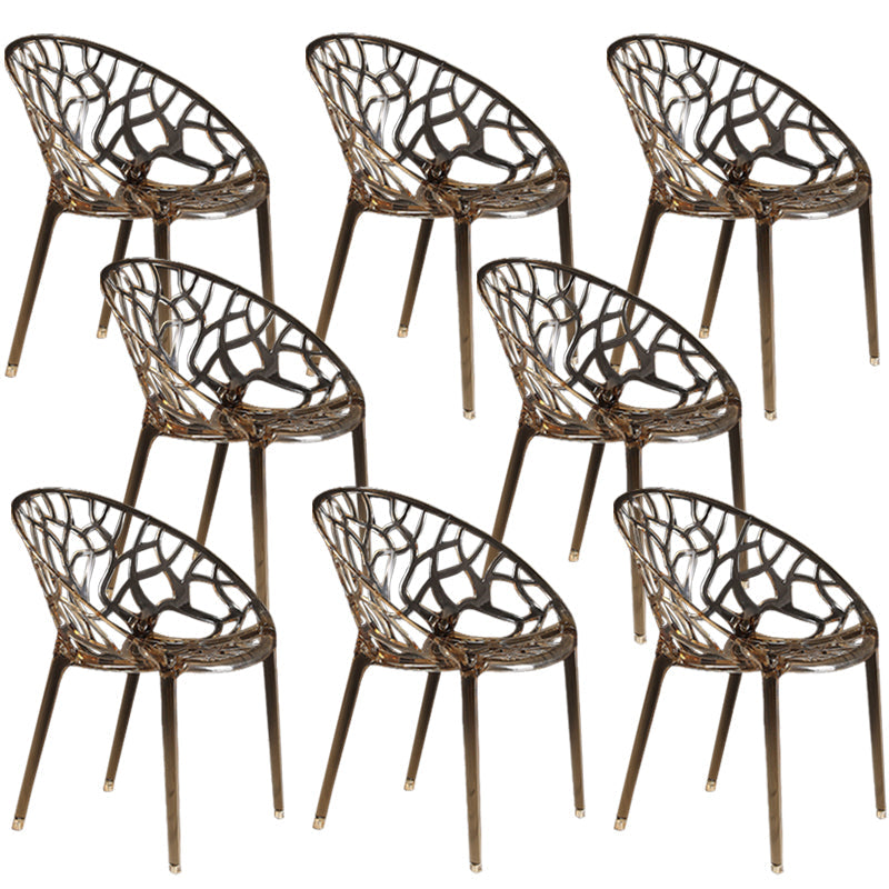 Scandinavian Armless Dining Chairs Acrylic Cross Back Side Chair