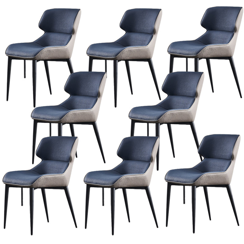 Modern Armless Dining Chairs Faux Leather Wingback Dining Side Chair Blue 8 Piece Set Clearhalo 'Dining Chairs' 'Dining Tables & Seating' 'dining_chair' 'furn' 'furn_dining_chair' 'Furniture' 'Kitchen & Dining Furniture' 5530014