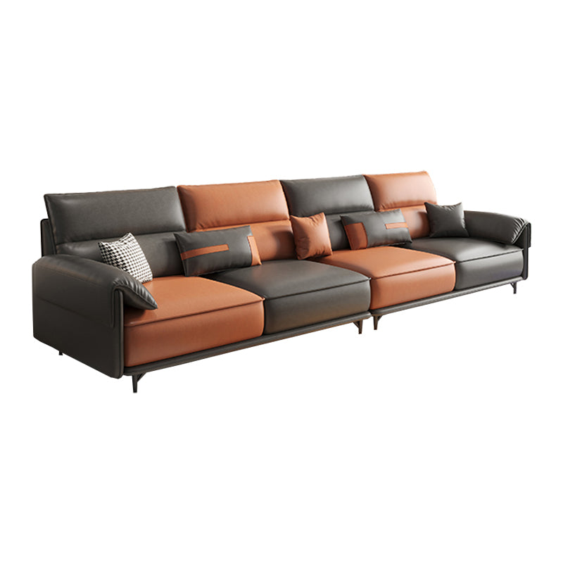 Glam Sewn Pillow Back Pillow Top Arm Living Room Faux Leather Sofa