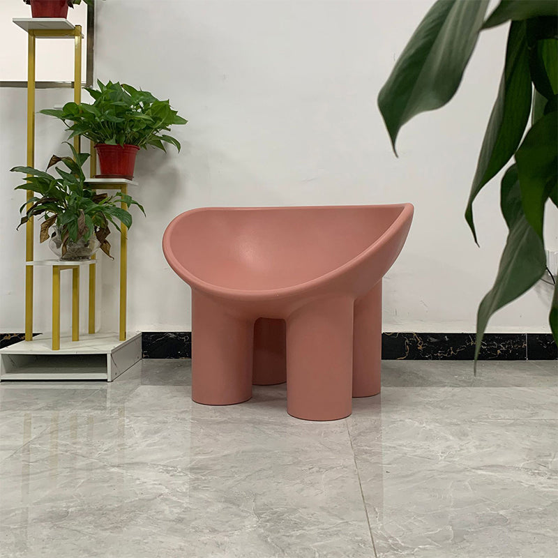 Modern Armless PP Accent Chair Bowl Shape Elephant Legs Papasan Chair Pink Clearhalo 'Accent Chairs' 'accent_chairs' 'Chairs & Seating' 'furn' 'furn_accent_chairs' 'Furniture' 'Living Room Furniture' 5533376