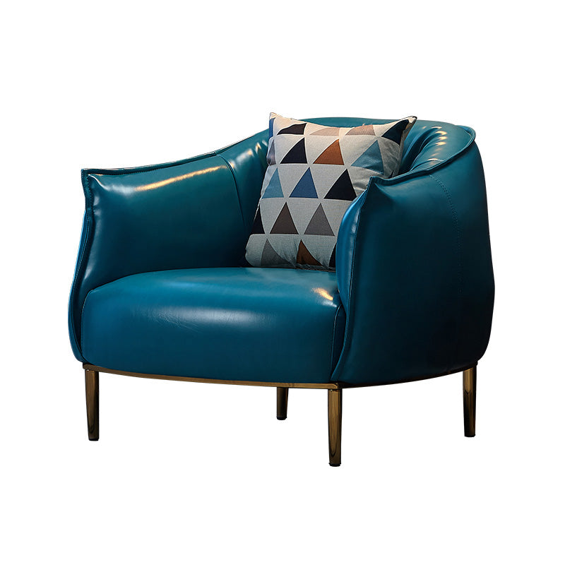 32.28"L x 31.89"W x 29.92"H Faux Leather Barrel Chair,Modern Sloped Arms Chair