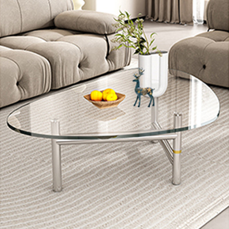 Modern Tempered Glass Top Coffee Table Triangle Coffee Table