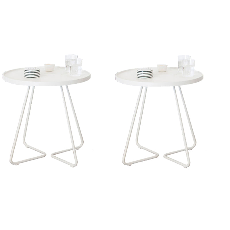 Mid-Century Metal Round Tray Top Side Table Iron Sled End Table White 2 Clearhalo 'Coffee & Accent Tables' 'End & Side Tables' 'end_side_tables' 'furn' 'furn_end_side_tables' 'Furniture' 'Living Room Furniture' 5534212