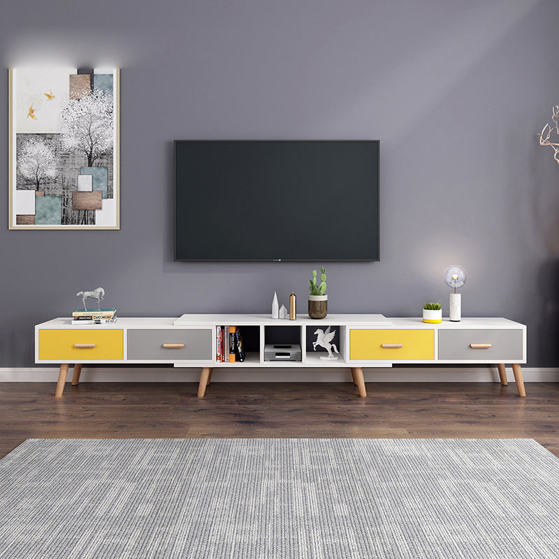 12 " - supporto TV in legno largo, console TV nordica scorrevole con 2/3/4 cassetti