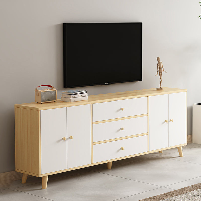 Consola de TV de 2 puertas de estilo de madera de estilo escandinavo con almacenamiento