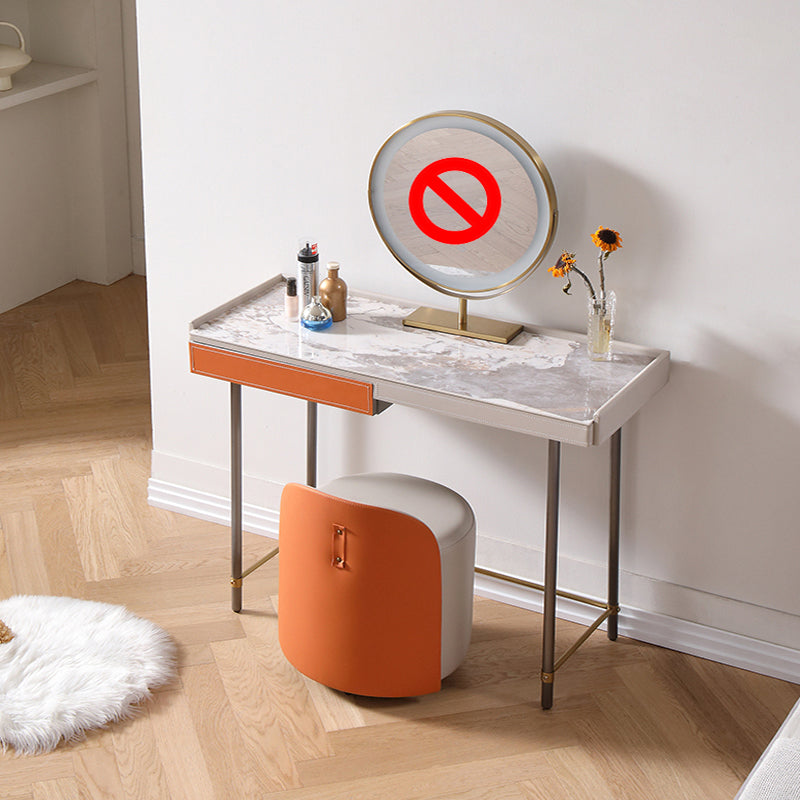 1 Drawer Glam Makeup Vanity Set Solid Wood Dressing Table with Slate Top