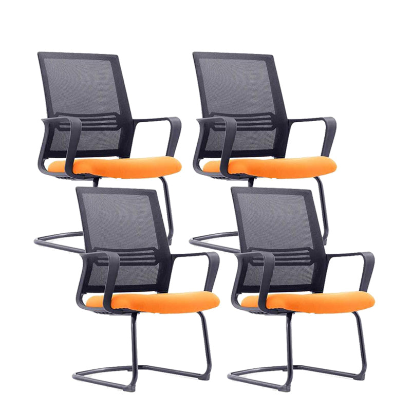 Modern Metal Conference Chair with Mid Back Breathable AirGrid Home Office Chair Orange 4 Piece Set Clearhalo 'furn' 'furn_office_chair' 'Furniture' 'Office Chairs' 'Office Furniture' 'office_chair' 5536779