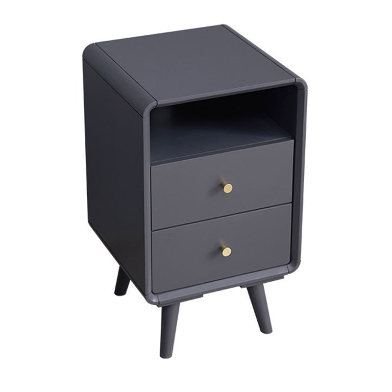 23 "H tavolo da notte in legno massiccio moderno a 2 gambe di stoccaggio aperto incluso