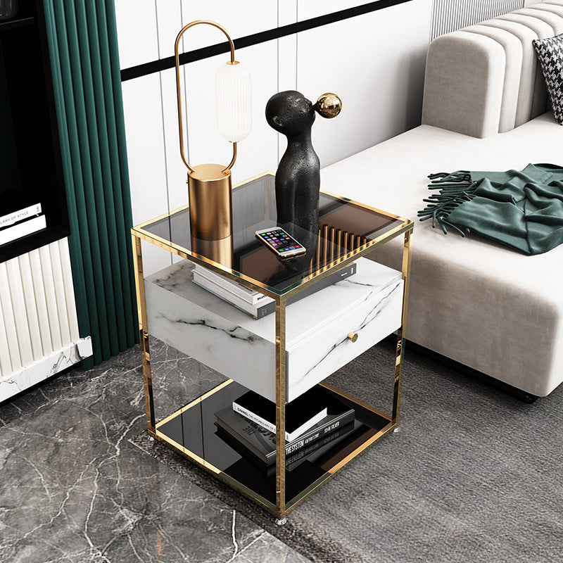 Top in vetro Modern Modern Metal 22 '' alto tavolo da notte aperto 1-drower