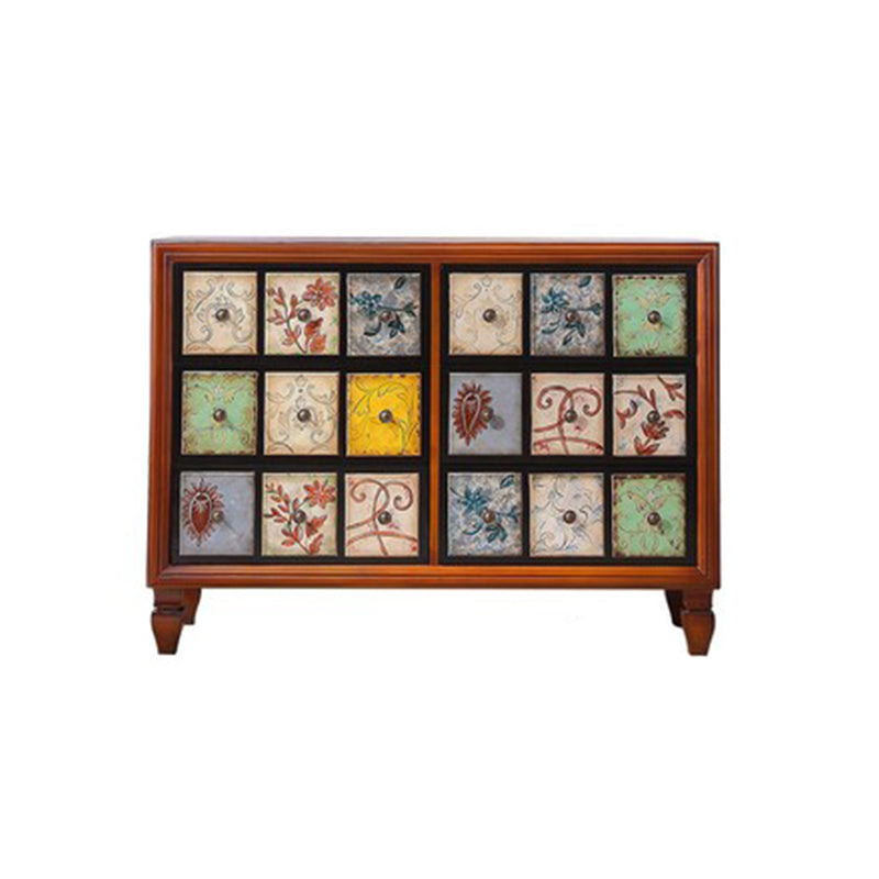 Cofre de almacenamiento de madera maciza de tocador tradicional con cajones para dormitorio