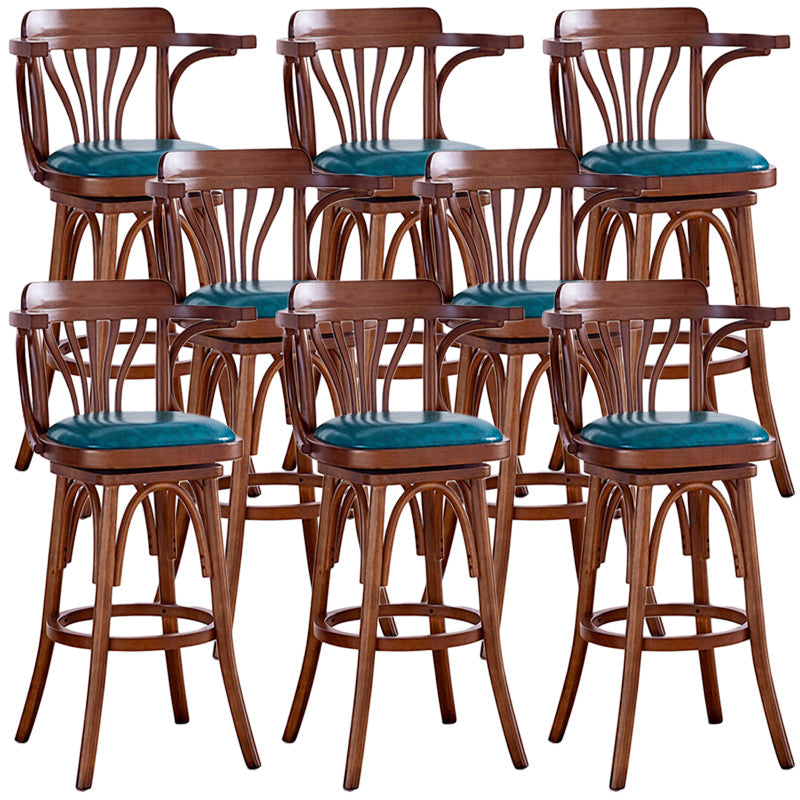 Contemporary Wood Stool Faux Leather Counter Stool in Matte Finish for Home