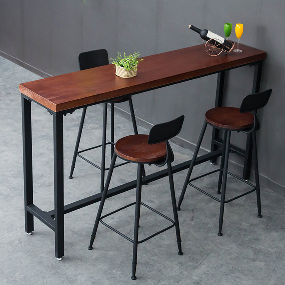 Tavolo da bar in legno di pino rettangolo industriale set da 1/4 pezzi con sgabelli alti