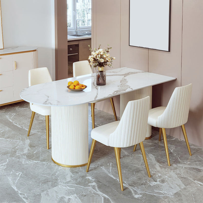 Set da pranzo in pietra sinterizzato in stile glam 1/3/5 pezzi set da pranzo per le aree da pranzo