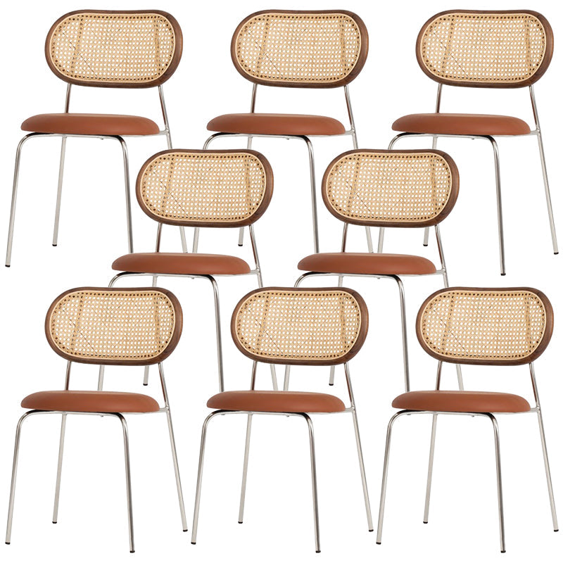 Faux Leather upholstery Dining Chairs Modern Armless Open Back Dining Side Chair