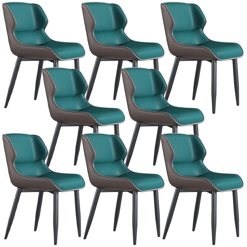 Faux Leather Armless Dining Chairs Modern Steel Legs Dining Side Chair