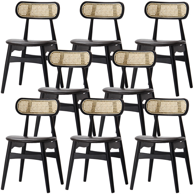 Oak Solid Wood Dining Side Chair Contemporary Armless Dining Chairs Black 8 Piece Set Clearhalo 'Dining Chairs' 'Dining Tables & Seating' 'dining_chair' 'furn' 'furn_dining_chair' 'Furniture' 'Kitchen & Dining Furniture' 5543446